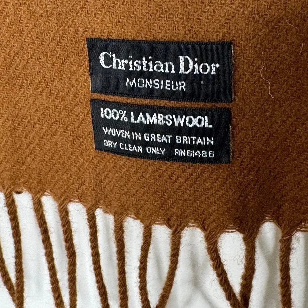 Christian Dior Monsieur lambswool scarf Brown‎